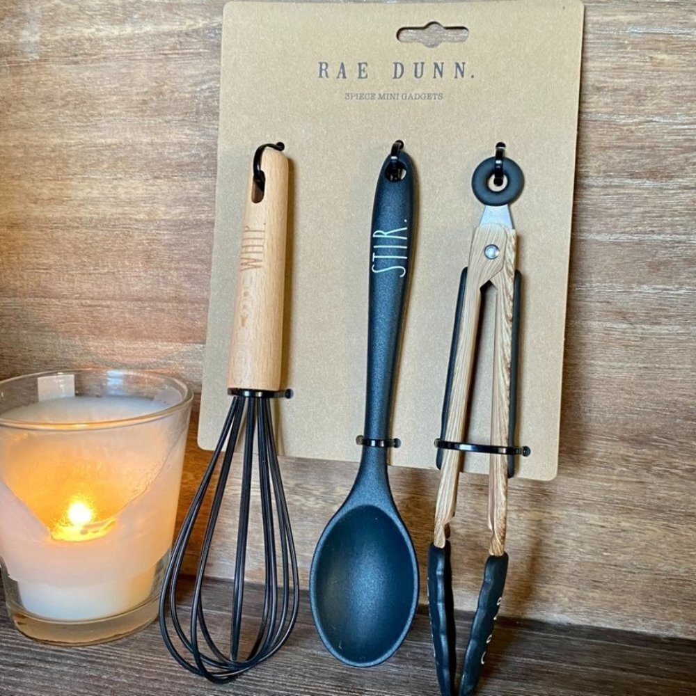 NEW - Rae Dunn - 3 piece SET - Mini Gadgets/Utensils SET - WHIP, STIR, GRAB